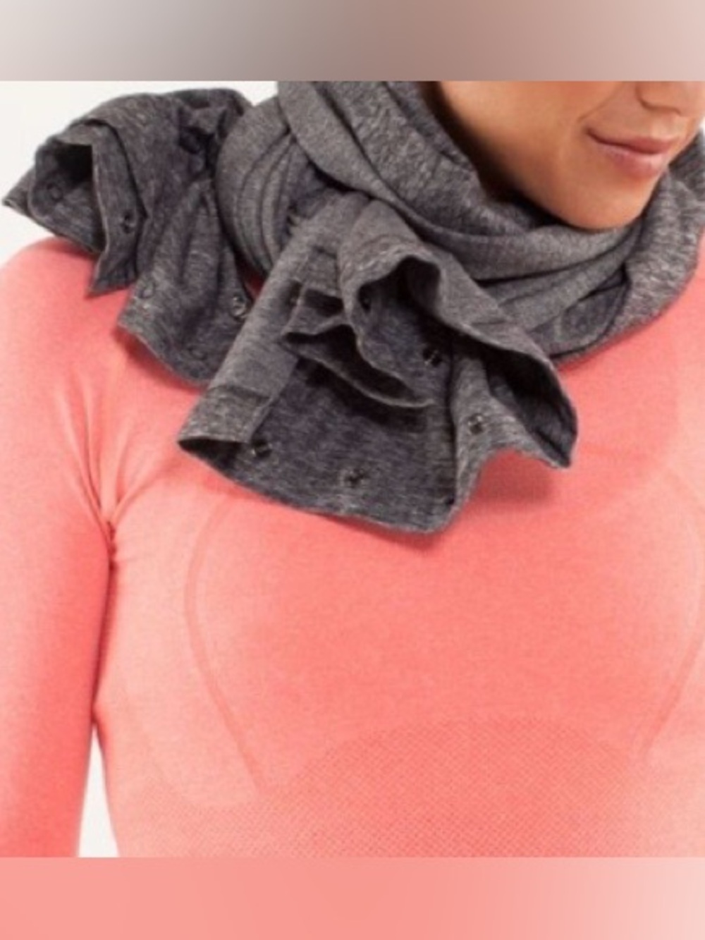 Lululemon Vinyasa Rulu Scarf Reversible Athleisure Cozy Heathered Grey One Size - Picture 10 of 10